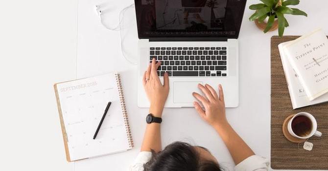 Woman working on a computer